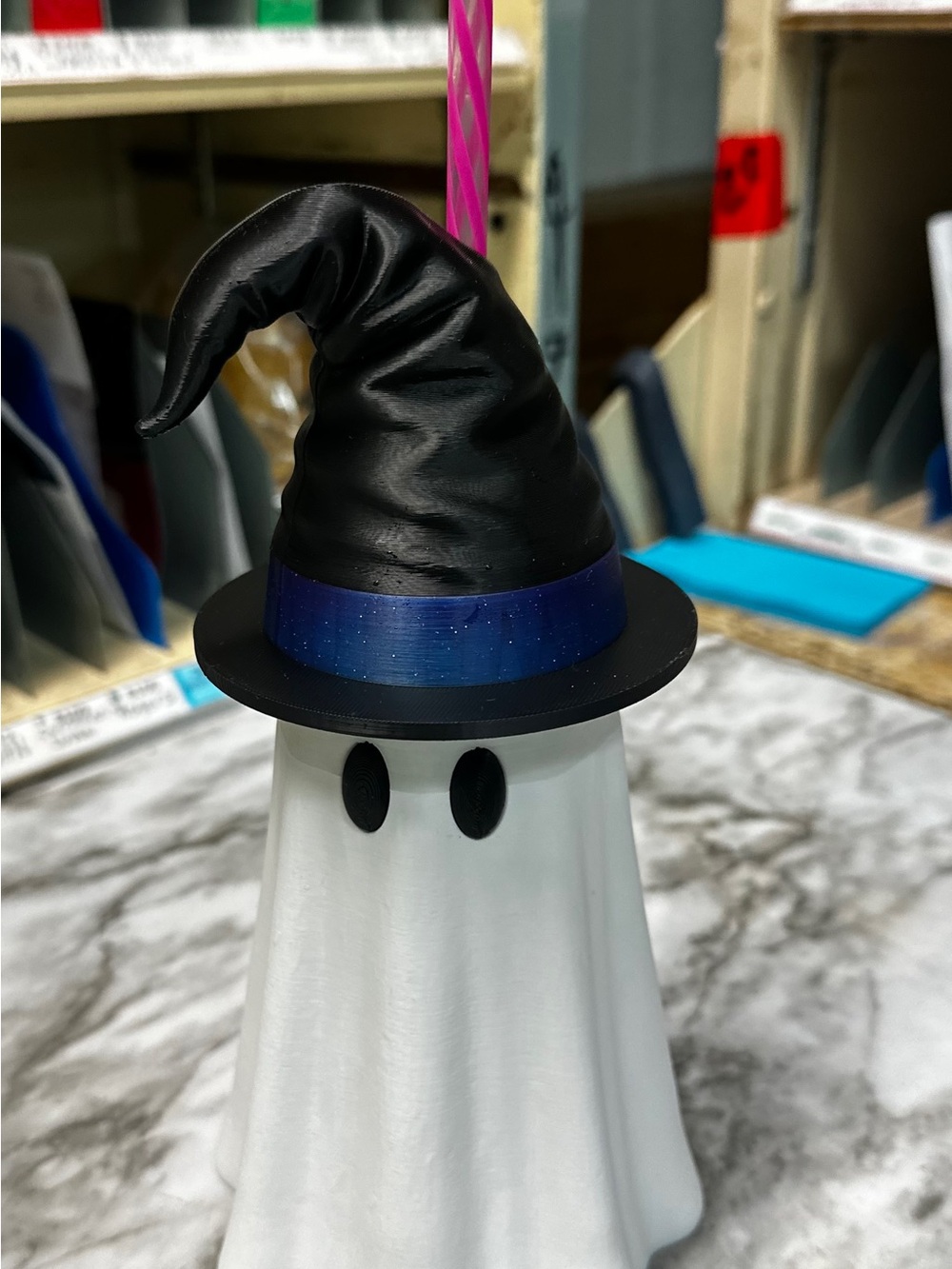 Ghost Can Sleeve and hat topper with straw hole.